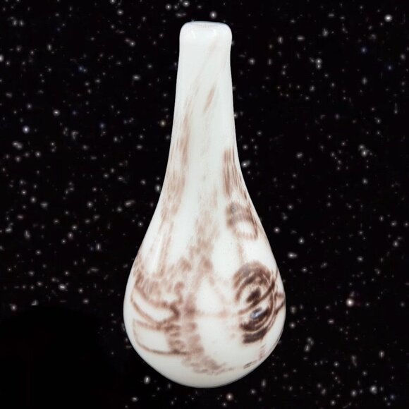 Art Glass Vase Hand Made Glass Signed By Artist White With Swirls Abstract 6”T - Picture 16 of 16